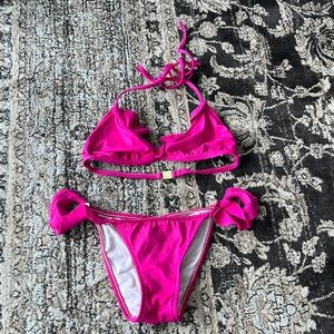 Ralph Lauren size extra small magenta ruffle accented bikini set